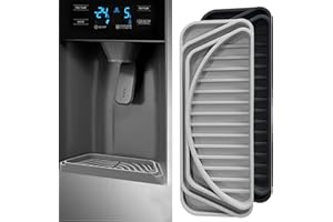 KSUYICA 2 Pack Refrigerator Drip Catcher, Silicone Drainage Pad, Fridge Drip Trays for Beverage Dispenser Silicone Refrigerator Water Dispenser Tray Gray/Black Optional for Drainage (Grey+black)