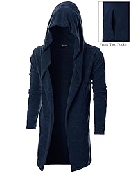 Mens Hooded Cardigan Long Cardigans Sweater Shawl