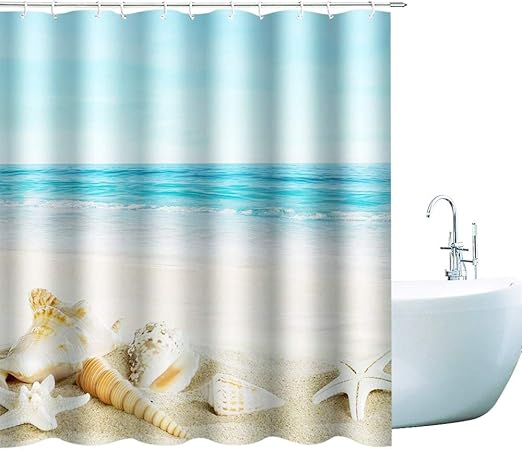 Amazon Com Goodcare Beach Shower Curtain Seashell Conch Starfish