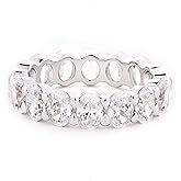 STORYJEWELLERY Sterling Silver Wedding Bands for Women, Eternity Band Rings for Women, Oval Ring, Stackable Rings, Cubic Zirconia Travel Ring, Gifts for Her