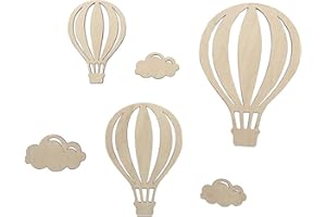 Wooden Wall Art Decors Hot Air Balloon Clouds Decoration for Baby Room Playroom Bedroom Bohemians Nursery Hot Air Balloon Clo