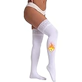 MERYLURE Warm Thick Thigh High Socks, Fleece Lined Stay Up Lace Top Stockings, Winter Tall Long Women Boots Leg Warmers