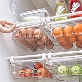 YekouMax Fridge Drawer Organizer, Refrigerator Organizer Bins, Pull Out with Handle, Fridge Shelf Holder Storage Box, Clear C