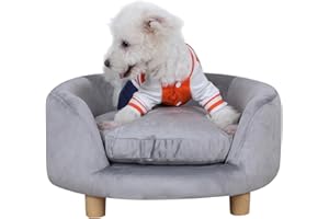 Dog Sofas and Chairs/Dog Beds with Soft Velvet Fabric/Sturdy Pet Sofa Bed/Wooden Frame Cat Bed/Dog Couch with Washable Comfor