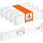 Lifewit Drawer Dividers for Clothes, 3.2" High 10.5"-16.5" Expandable Dresser Drawer Organizers, Adjustable White Plastic Sep