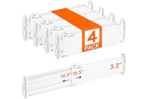 Lifewit 3.2" Tall 4 Pack Drawer Dividers, 10.5-16.5" Adjustable Drawer Organizers for Clothes, Expandable Dresser Drawer Orga