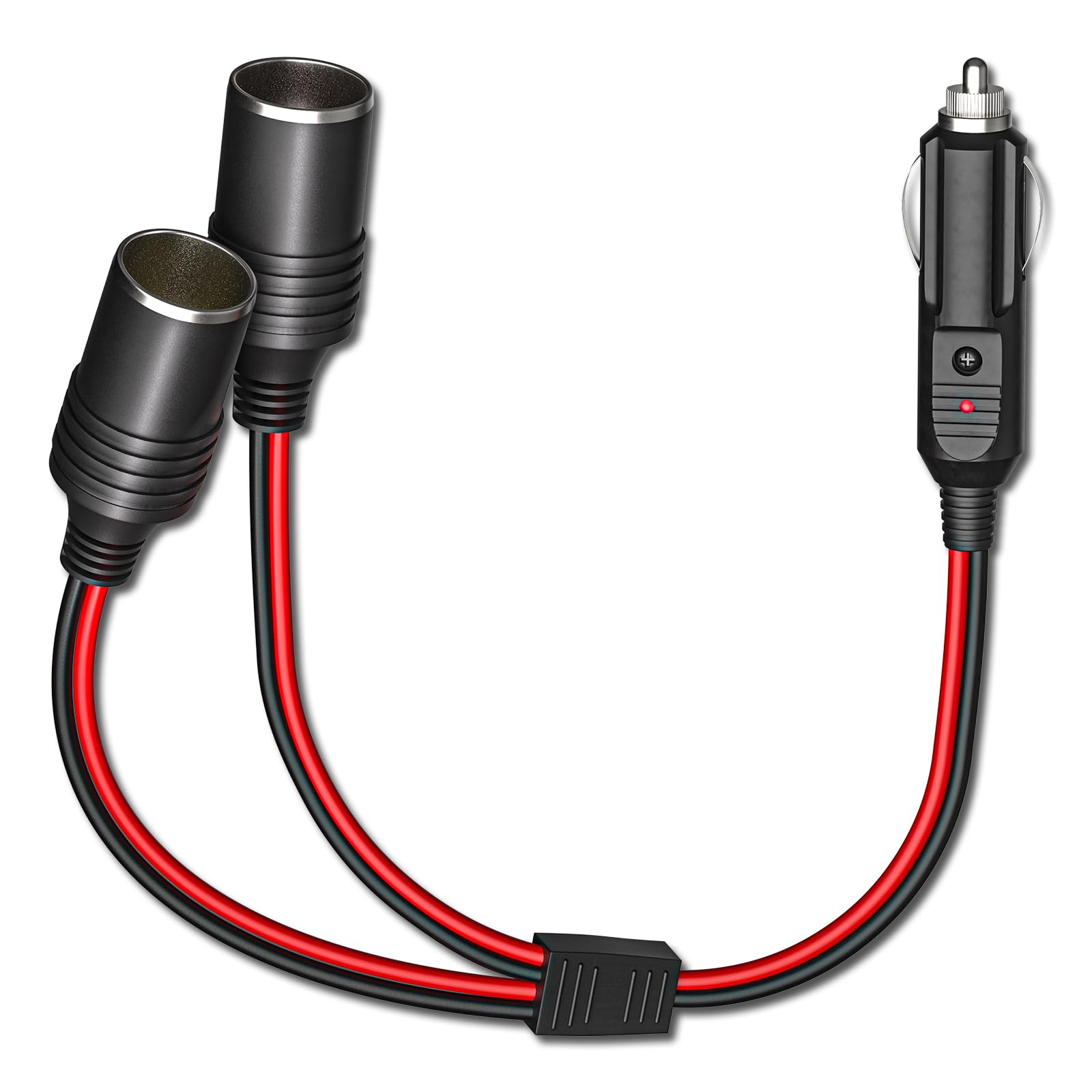 Goupchn Car Cigarette Lighter Splitter 1 to 2 12V Power Charger Port Adapter Plug Socket 2-Way Splitter 11.8inch Cigarette Lighter Extension Cord with 15A Fuse