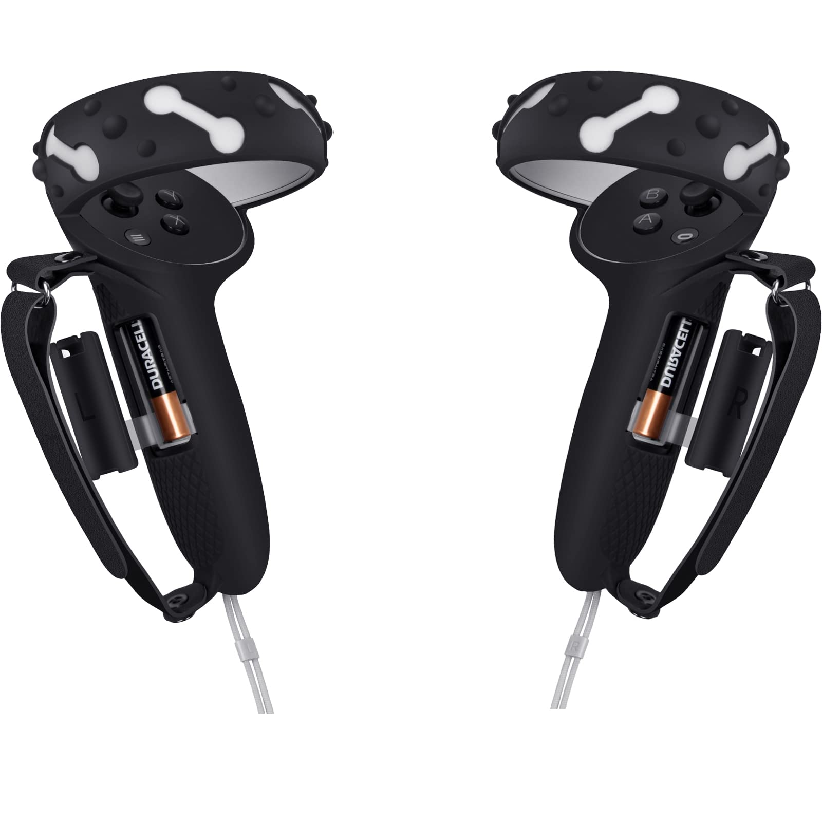 Controller Grips Cover for Oculus Quest 2,Anti-Throw Strap with Battery Opening,Extended Controller Grips Covers Suitable for Large Hands(Black)