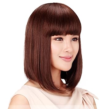 Magideal Fashion Reddish Brown Shoulder Length Sleek Short