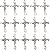 SUNNYCLUE 1 Box 50Pcs Rosary Cross Charms Easter Crucifix Pendants Tibetan Style Rosaries Bulk Vinatge Antique Silver Cross Charms for Jewelry Making Supplies DIY Necklace Bracelet Earrings Craft