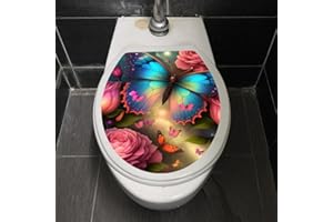 Winhappyhome Toilet Seat Cover Sticker Toilet Lid Decal Bathroom Decorative Stickers (Cool Butterflies)