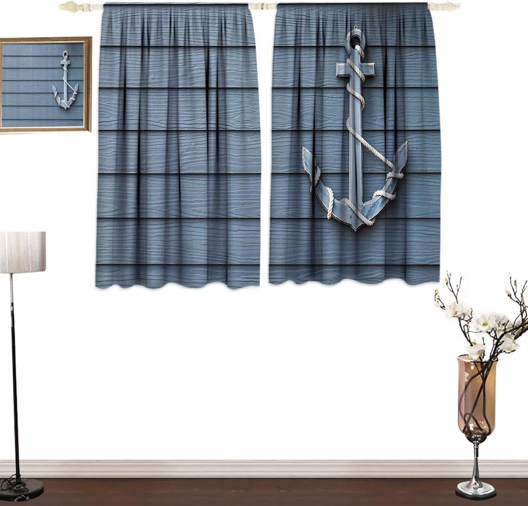 Alexdemo Nautical Decor Curtains, Anchor with Marine Rope