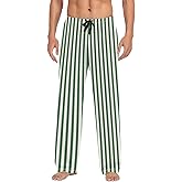 ALAZA White Green Stripes Men’s Pajama Pants Soft Long Sleep Pants Lounge Pajama Bottoms with Pockets
