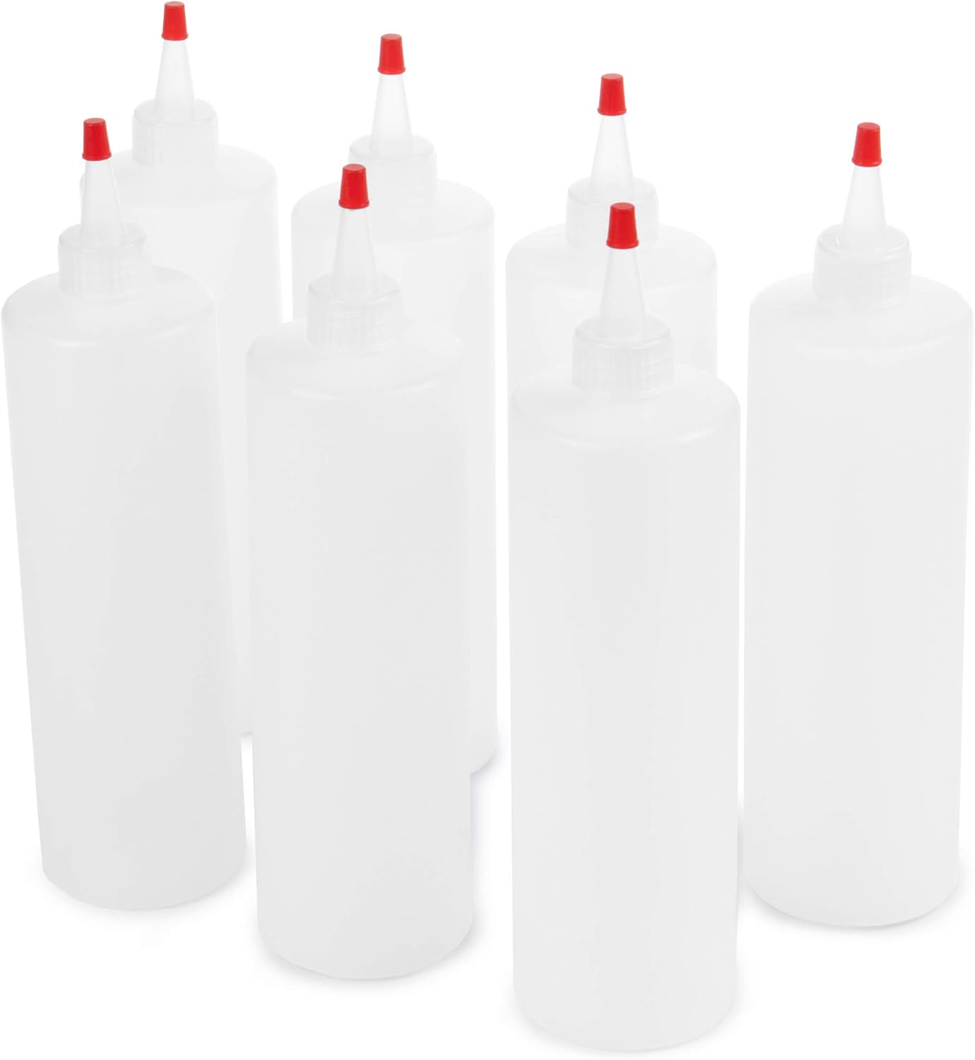 Resealable Clear Squeeze Bottle Value Combo Pack & Caps 7Pack 16oz