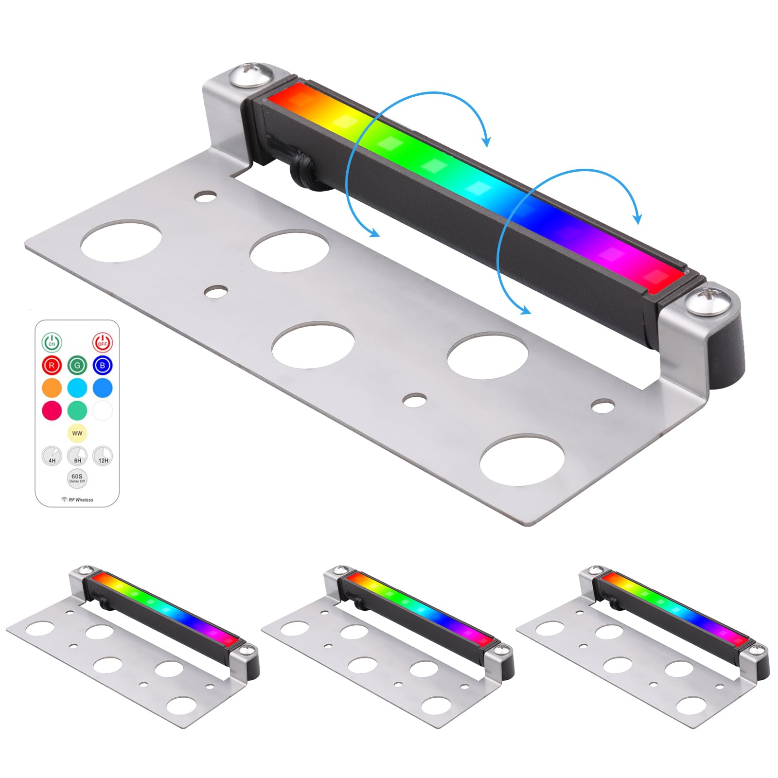 Photo 1 of JOMITOP DC 12V 7 Inch LED Hardscape Paver RGBW 2W Retaining Wall Light - Color Changing Deck Step, Low Voltage, Garden Pathway Outdoor IP65 Waterproof 4 Pack