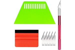 CARTINTS Wallpaper Smoothing Tool Kit, Vinyl Film Tools Include Flexible Plastic Squeegee, Felt Squeegee, Craft Knife&Blades for Adhesive Paper Application
