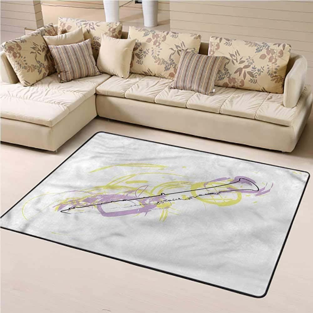 Area Rug Flute, Random Brushstrokes Woodwind Super Soft Area Rugs Bedroom Mats for Boys and Girls Play and Learn 4 x 6 Feet