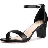 PARTY Women's Chunky Heels Open Toe Ankle Strap 3 inch Heeled Sandals