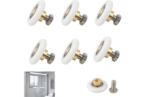 6pcs Stainless Steel Shower Door Wheels Rollers Runners, 25mm/1.0 Inch Shower Door Rollers Roller Diameter for Bathroom Pan G