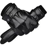 Tavaleu Leather Gloves for Men - Winter Gloves Men Touchscreen, Mens Leather Glove Warm Cashmere Lining Motorcycle Driving