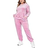 IN'VOLAND Plus Size Sweatsuits Set Long Sleeve Tracksuit Pullover Hoodie and Sweatpants Velvet Jogging Set with Pockets 3X