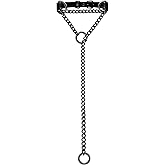 EverGlimp Adjustable Leather Slip Chain Collar Necklace for Women, Handmade Punk Choker with Double O-Rings, Metal Chain Y-Necklace for Streetwear, Cosplay & Special Occasions