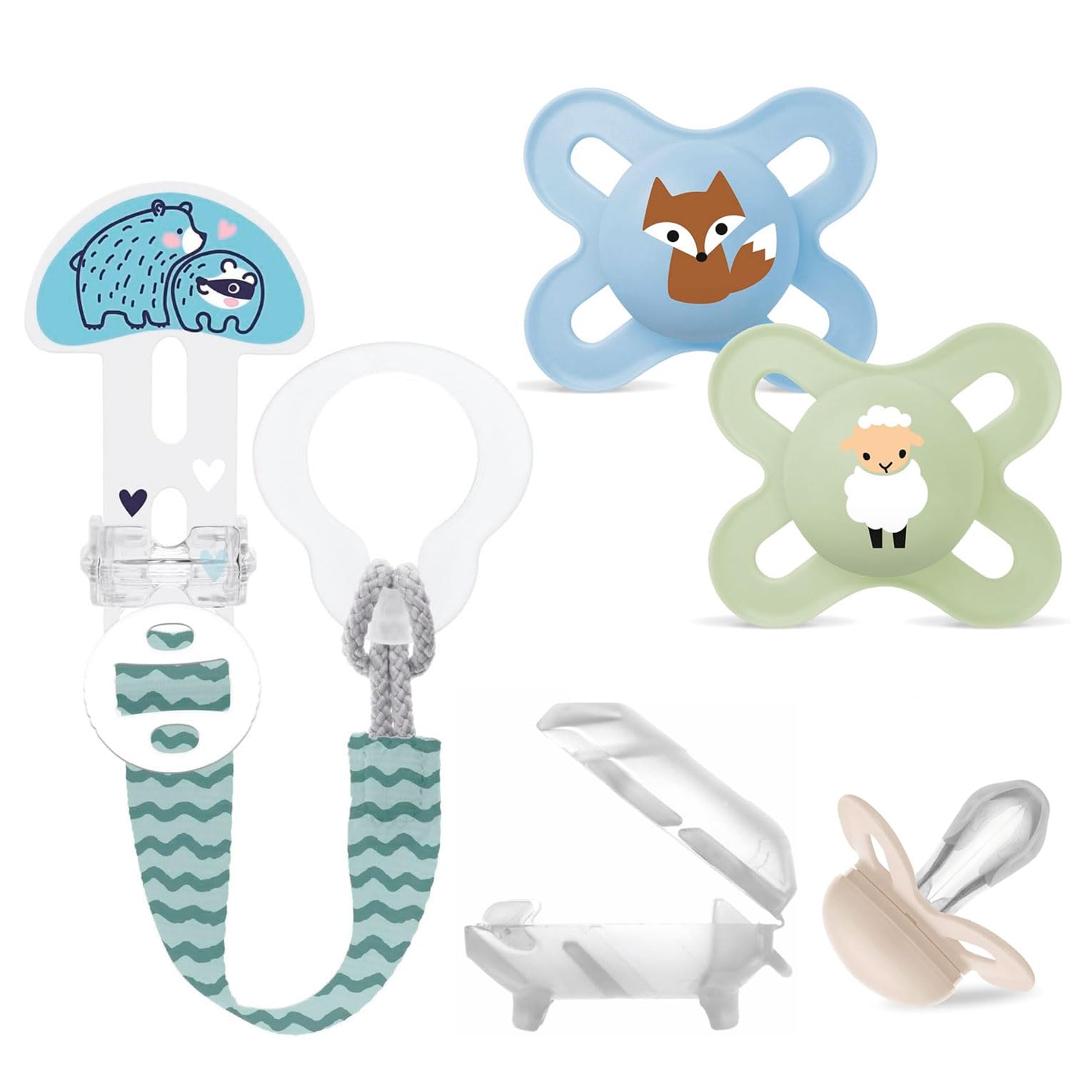 MAM Comfort Dummy Mini X-Small 0+ Months Unisex, Hospital-Grade Silicone 100%, Pack of 2, incl. Travel Box & MAM Clip