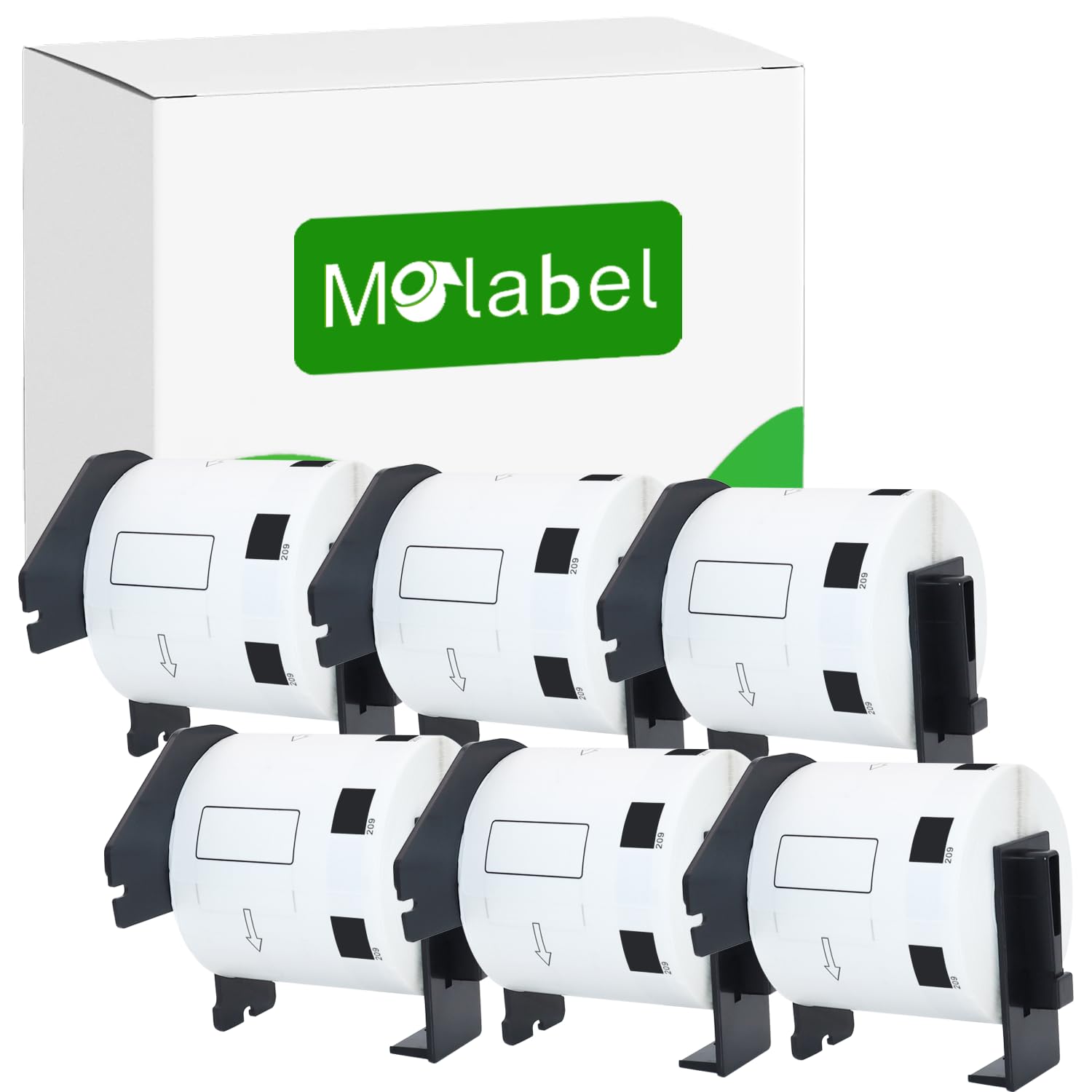 Molabel - 6 Rolls DK-11209 Small Address Labels Compatible with Brother 62 mm x 29 mm Label Printer