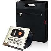 AKOZLIN Vinyl Record Travel Carrying Bag,LP Records Durable Vinyl Albums Case For Most 7" 10" 12" LP