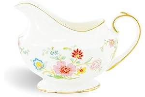 Aynsley Shangri-La Bone China Creamer Pitcher 200ml – Floral Vine Milk Jug, Coffee Creamer Server, Porcelain Cream Jug for Te