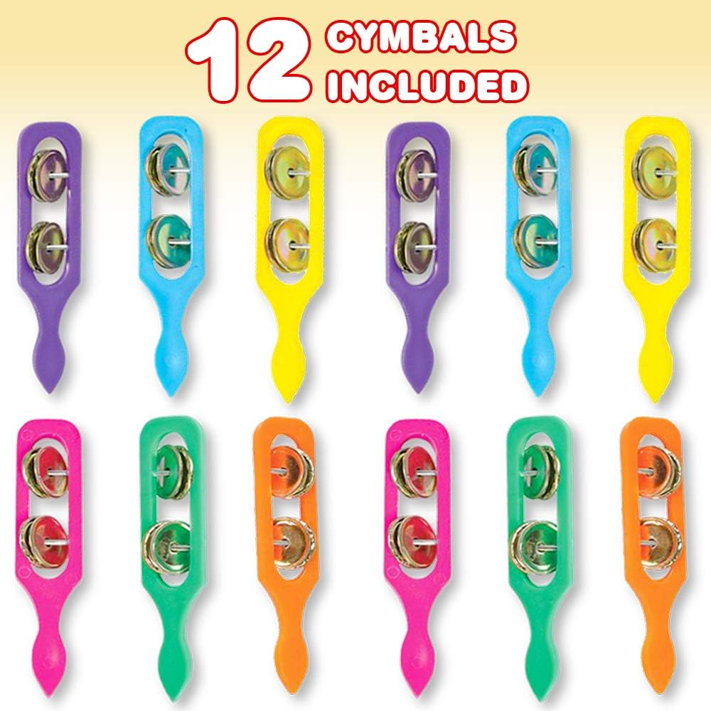 ArtCreativity Cymbals for Kids - Pack of 12 - Handheld Music Toys, Colorful Rattle Musical Instruments for Children, Fun Party Noisemakers, Party Favors and Goodie Bag Fillers for Boys and Girls: Toys & Games