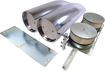 Shotgun Double Barrel Aluminum Polished Intake Hood Scoop Smooth Dual Carb Setup