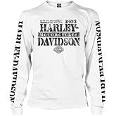 Harley-Davidson Men's Distressed Freedom Fighter Long Sleeve Shirt, White