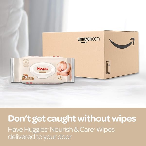 HUGGIES NOURISH CARE BABY WIPES SENSITIVE SKINCARE SCENTED WATERBASED FLIPTOP PACK, 56 COUNT