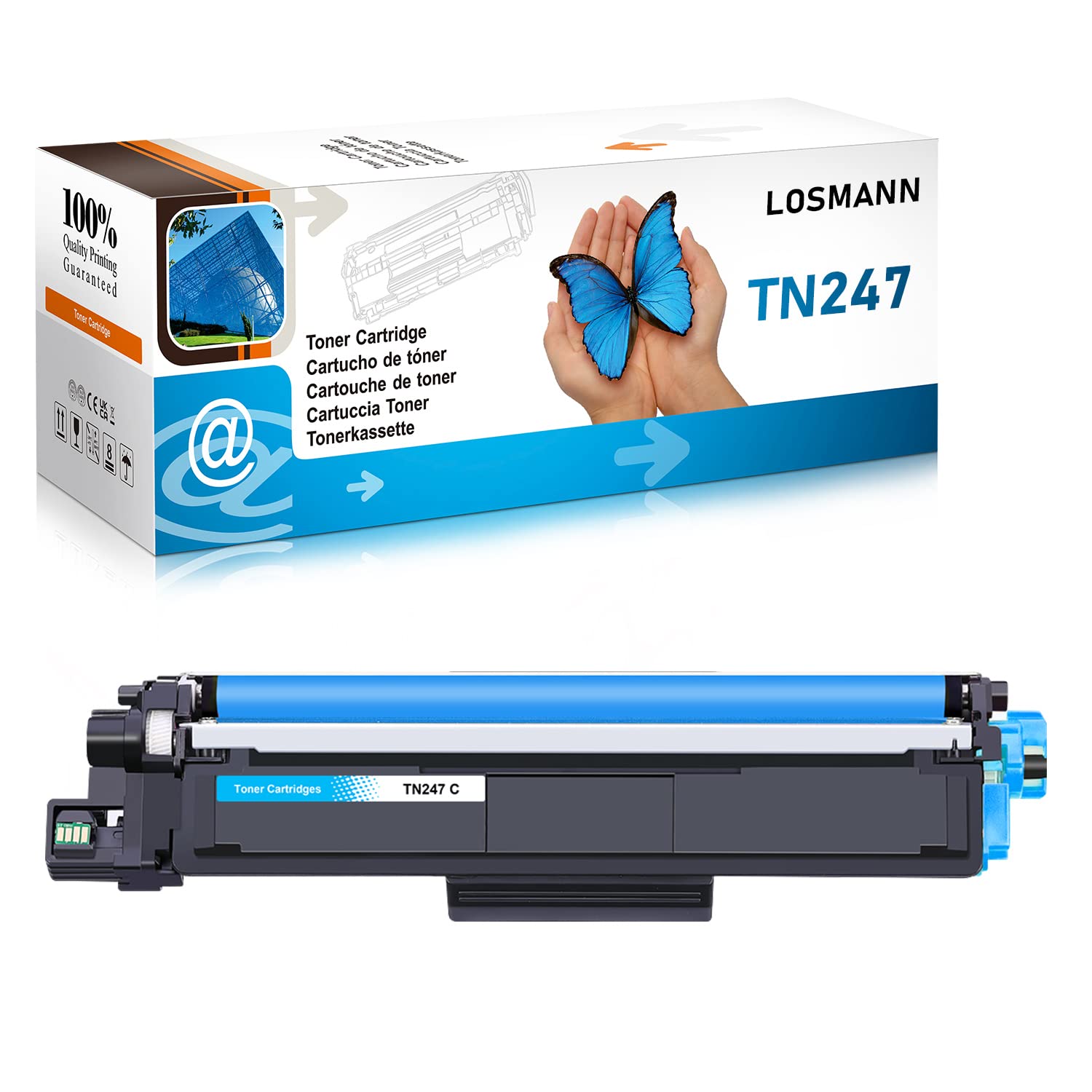 LOSMANN 1x Cyan Toner Compatible for Brother TN247 TN243 for Brother MFC-L3770CDW MFC-L3750CDW HL-L3230CDW HL-L3210CW MFC-L3710CW DCP-L3550CDW MFC-L3730CDN DCP-L3510CDW HL-L3270CDW DCP-L3517CDW