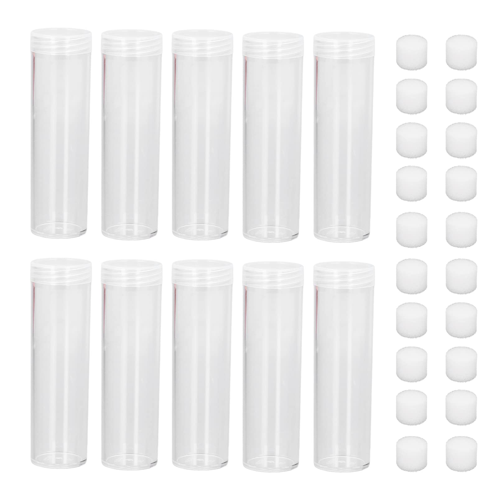Gavigain Coin Tubes, Plastic Clear Coin Tube with Cushion Sponge,Coin Protective Case Coin Collection Organizer for 25mm / 0.98in Coins Cents, Pennies Collection