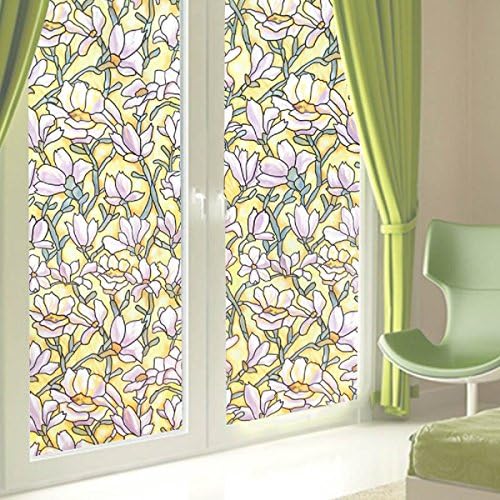 Viclover Non-Adhesive Window Film Cling Privacy Protection Static No Glue Static Films Stained Glass Decorative Clings 35.5-by-78.7-Inch (NO.CS35ML)