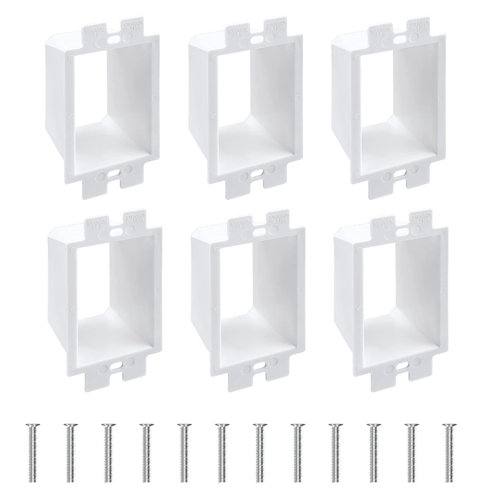 Photo 1 of 6 Pcs BE1-2 Electrical Outlet Box Extenders, Electrical Box Extender, 1 Gang Power Outlet Box Extender, Electric Box Extenders for Outlets, Single Gang Electric Outlet Box Extension with 12 Screws
