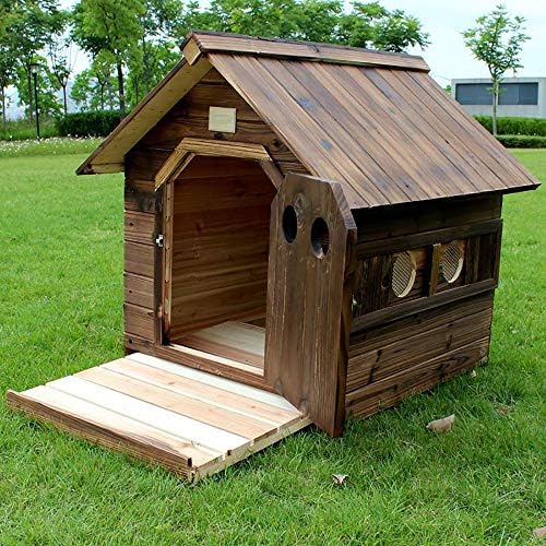 犬小屋 ケージ 犬小屋 小型 中型犬ソリッドチャコールウッド屋外犬のハウスでは