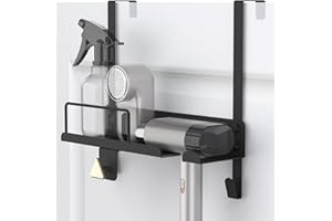 AIKOLZON Handheld Garment Steamer Stand with Ironing Gloves Universal Organizer Wall Mounted/Over the Door Free-Standing Metal Holder Bathroom Storage DIY Cabinet Door Heat Safe Rack (Black)