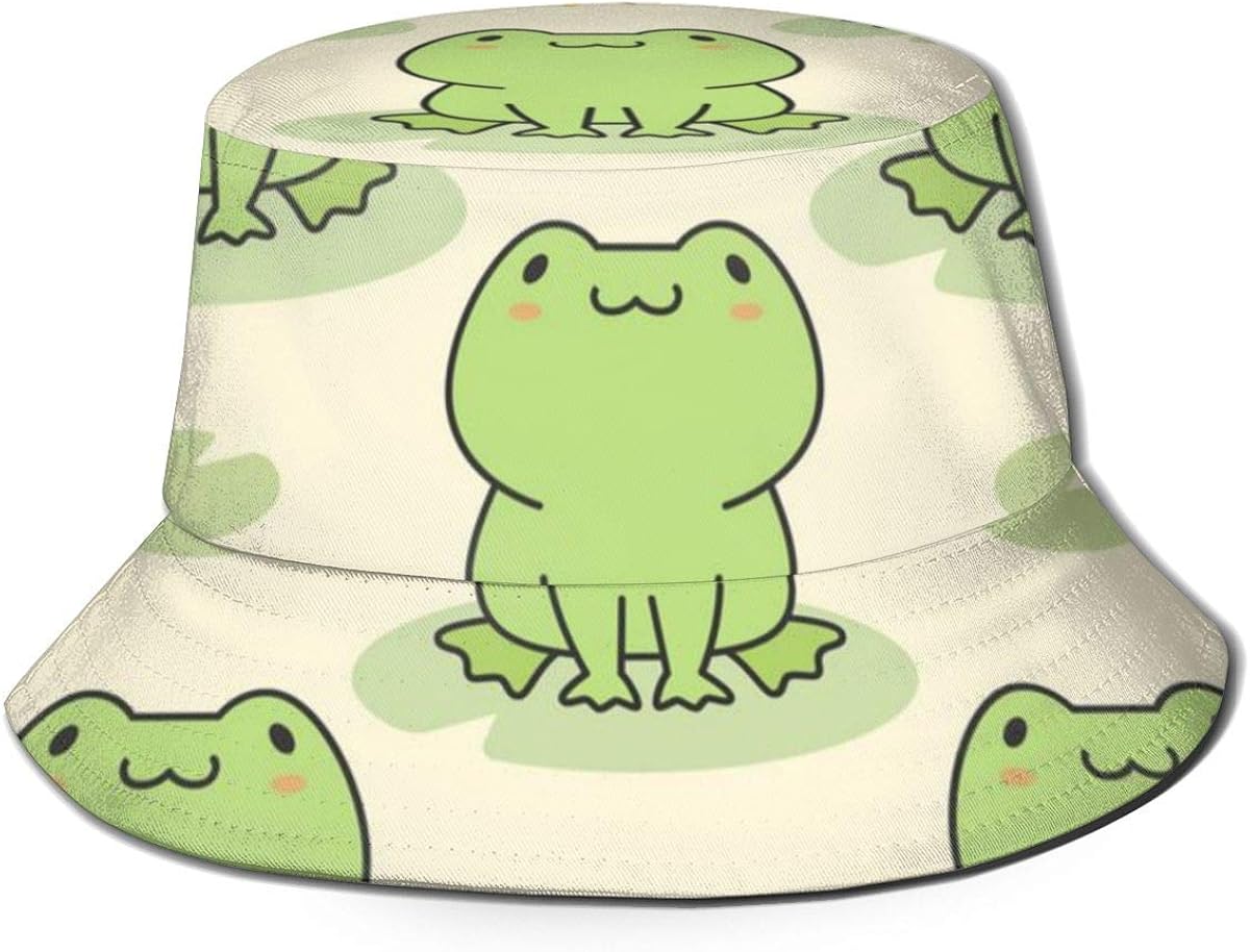 brandless Unisex Summer Travel Bucket Hat Cute Cartoon Frogs Packable