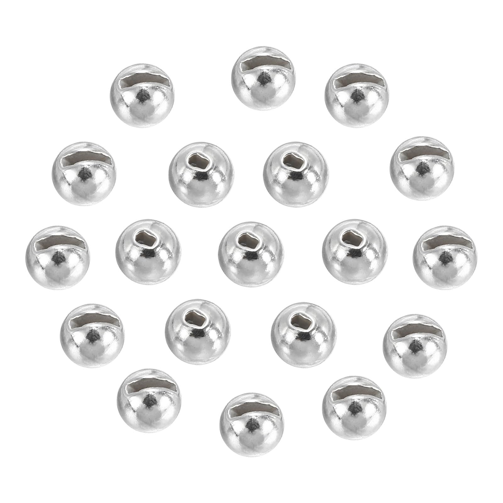 PATIKIL 3mm Tungsten Slotted Beads for Fly Tying, 50 Pcs Silver Tone