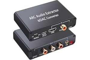 ARC HDTV Adapter, TAIPOXUN HD ARC Audio Extractor Support 192KHz Digital to Analog HD Converter DAC SPDIF Coaxial RCA 3.5MM J