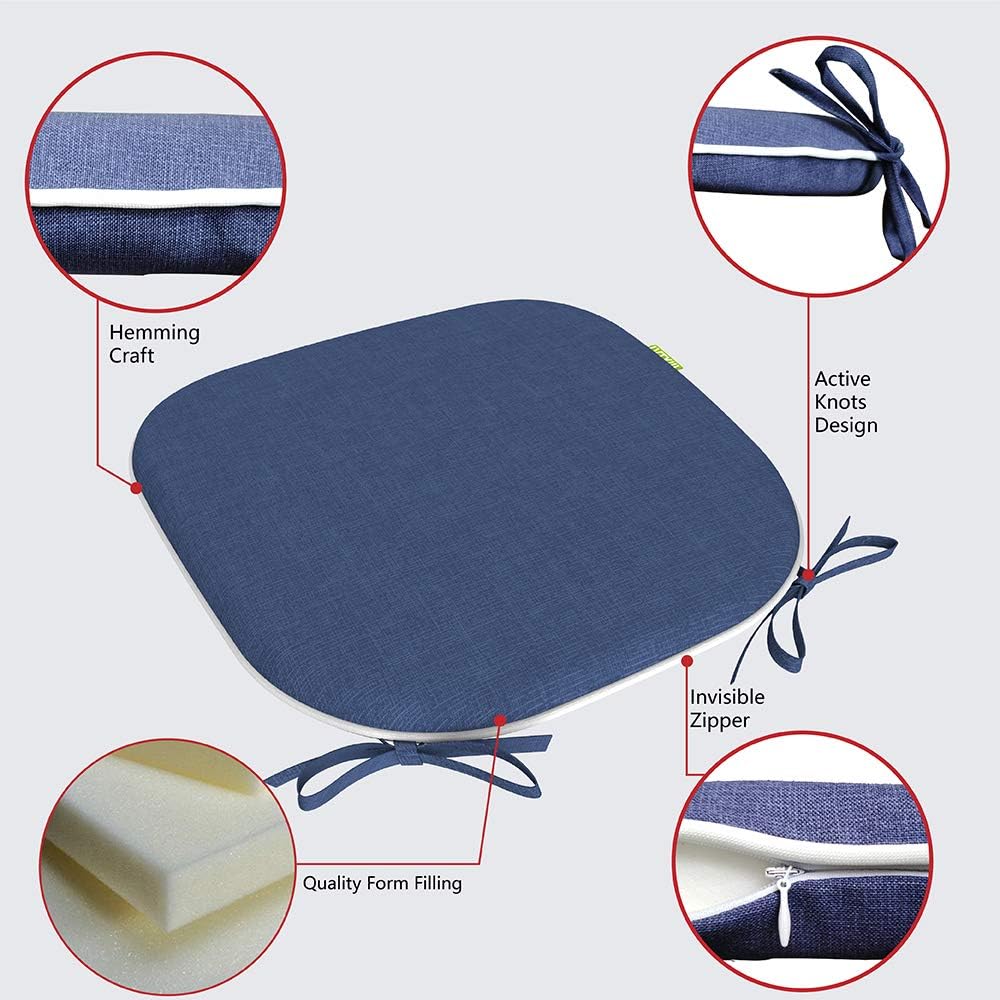 LVTXIII Patio Seat Cushions 16 x 17 Inches Outdoor Chair Pads All Weather Chair Cushions for Garden Patio Furniture Chair Home Set of 4 – Navy Textured : Garden & Outdoor