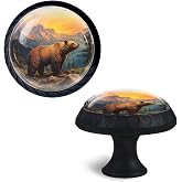 Howayme Cabinet Knobs Crystal,Bear and the Beauty of the Alpine Wilderness Mushroom Drawer Hardware Cabinet Pulls for Home Decor,Dressers,Kitchens Bathroom with Screw 1 Pack