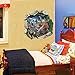 Zooarts Dinosaur Cracked Wall Removable Vinyl Mural Art Wall Sticker Decal