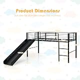 Maxmass Kids Single Loft Bed with Slide, Ladder & Guardrails - Black view 2