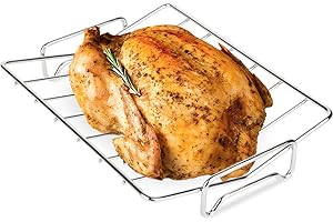 DOLAMOTY Stainless Steel Turkey Roasting V Rack, Roaster Racks for Smoking and Grilling Poultry Chicken, and Pork Cooking Rack for Roasting Pan for Kamado, Smoker, Green Egg Accessories, Dishwasher Safe