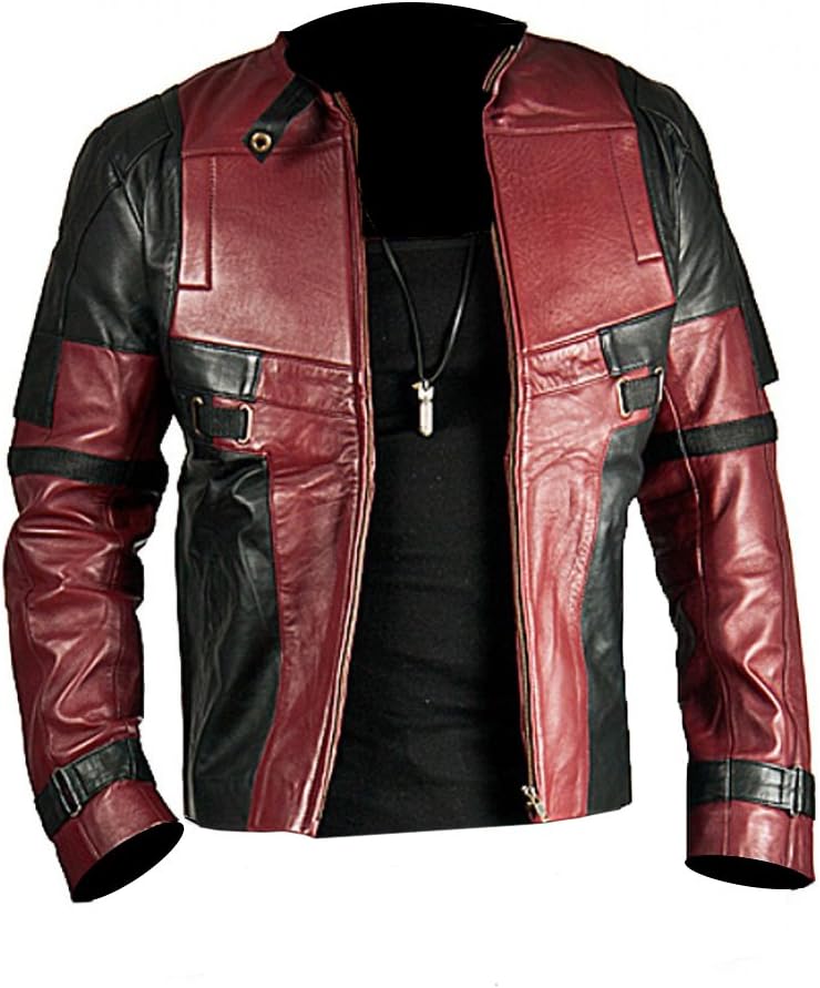 theSkinShop Men's Deadpool Wade Wilson Ryan Reynolds Costume Faux Leather Jacket