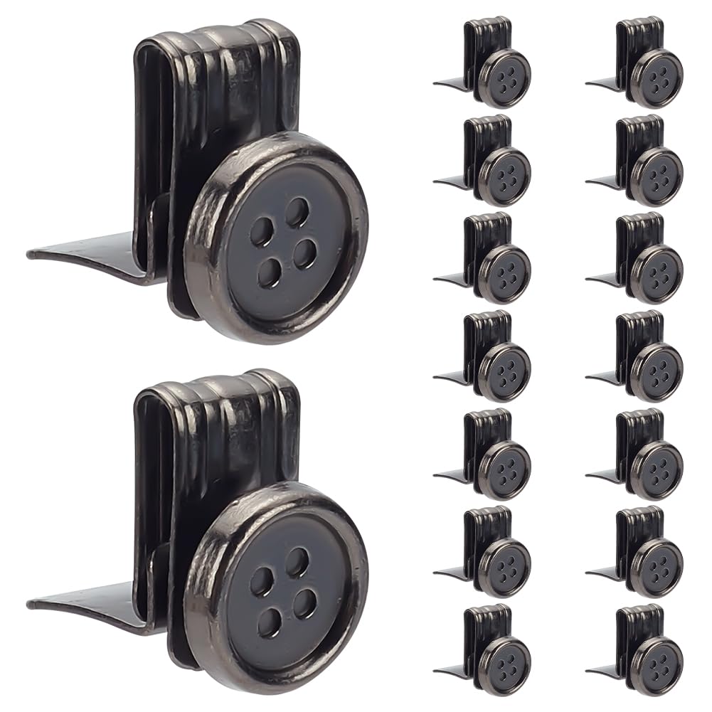 PLIGREAT 16 Pcs Vintage Bronze Suspenders Button Clip Movable No Sew Button for Jeans, End Brace Clips Suspender Buttons Metal Clip on Buttons for Pants Jean Replacement Buttons